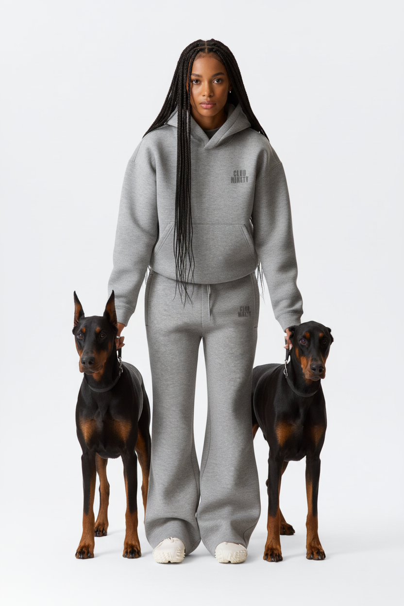 Gray Straight-Leg Baggy Sweatpants