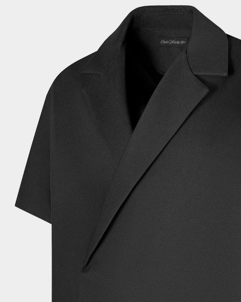 Double-breasted square twill shirt