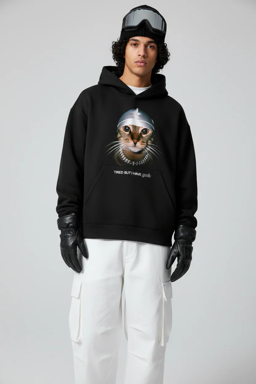 Cat-print hoodie - Club Ninety