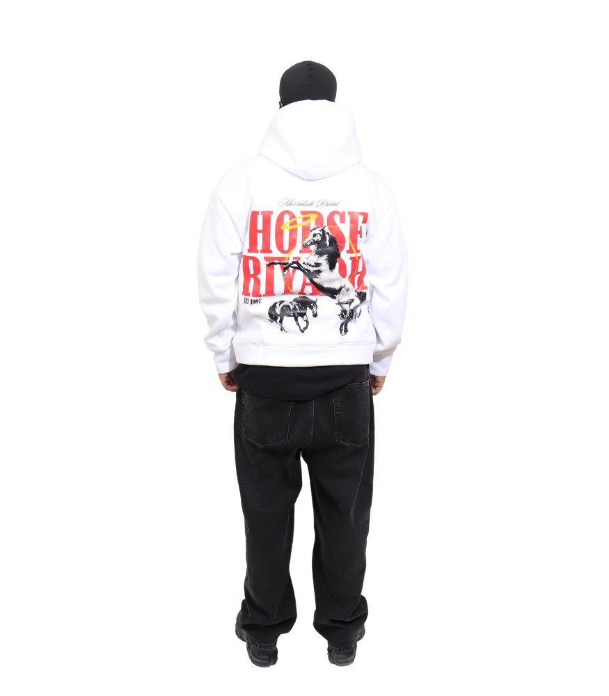 horse riyadh hoodie white | Marrakesh Brand